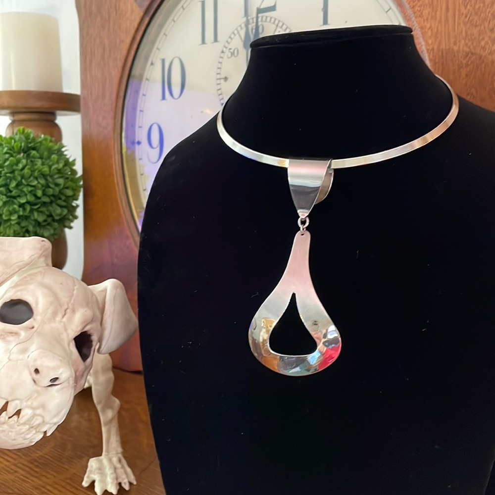 Large 925 Silver pendant slide necklace